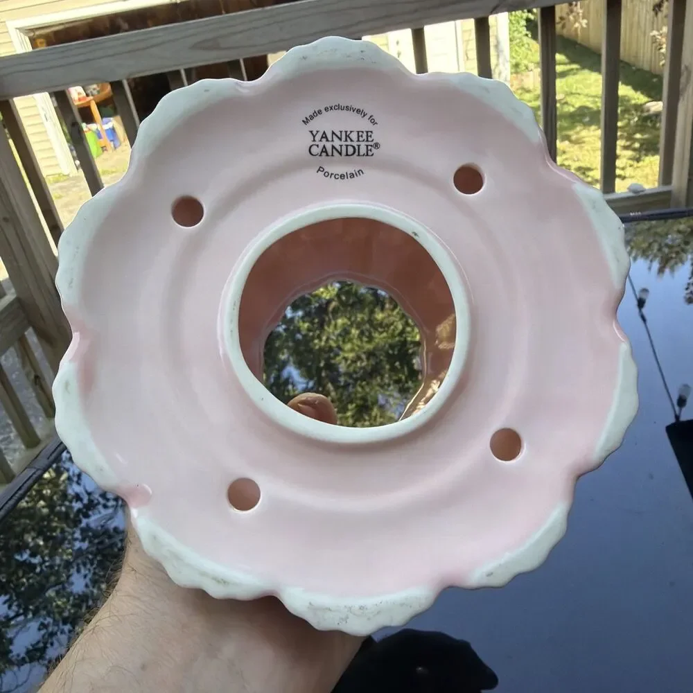 Yankee Candle Sage Pink Light Green Large Jar Shade Scalloped Edge Topper